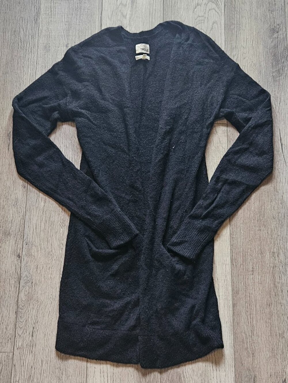 Wilfred Free Aritzia Black Long Cardigan Sweater Fuzzy Open Front Size Small